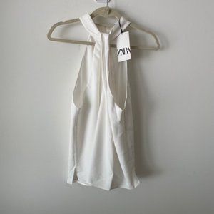 NWT Zara White Halter Top | Large